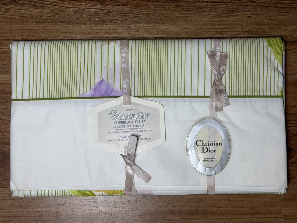 Vintage CHRISTIAN DIOR Wamsutta No Iron Dior Twin Flat Sheet La Tulipe Tulip